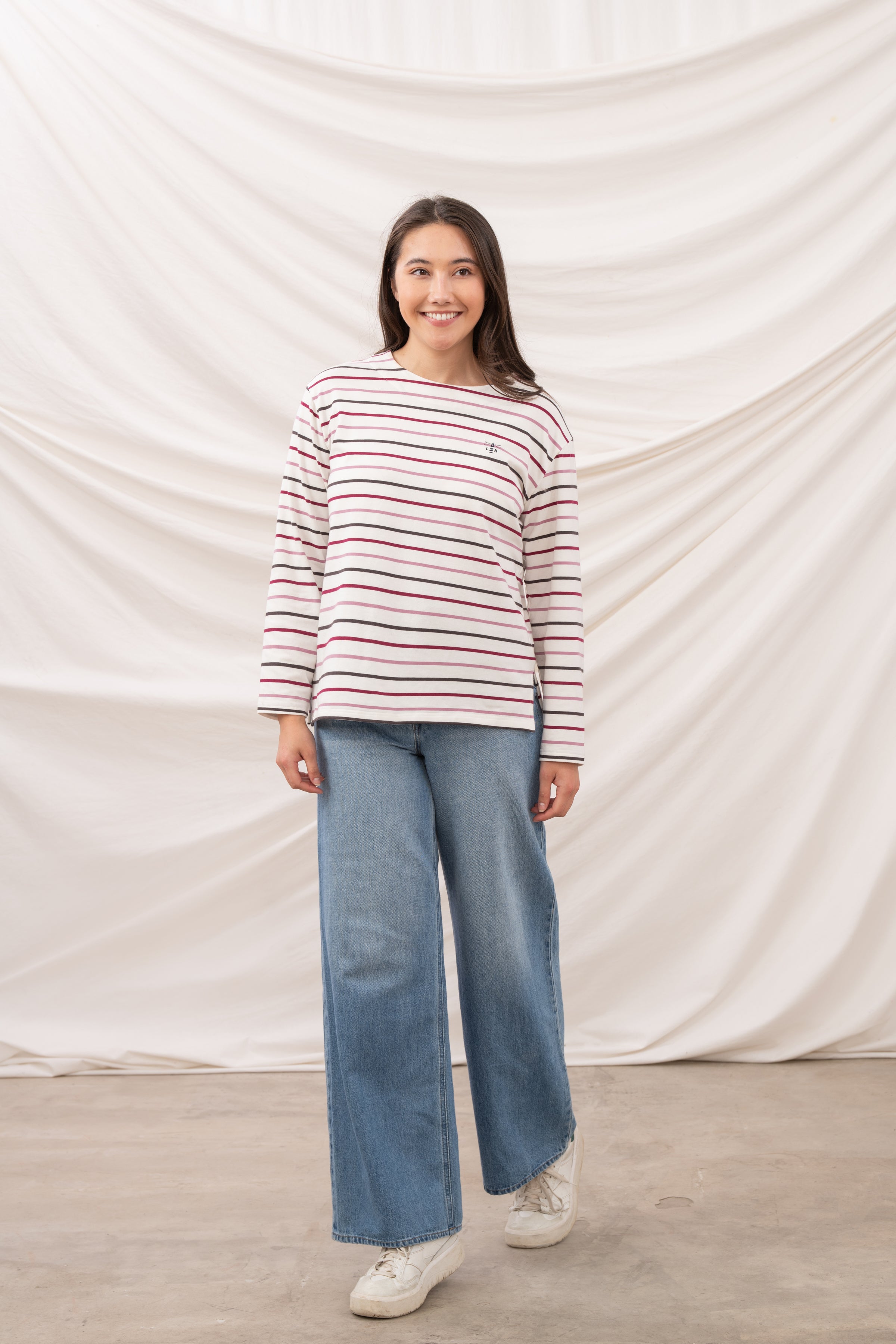 Lighthouse - Ladies Causeway II Top - Cranberry/Pink Stripe - Wildvine Clothing, Spalding, Lincolnshire