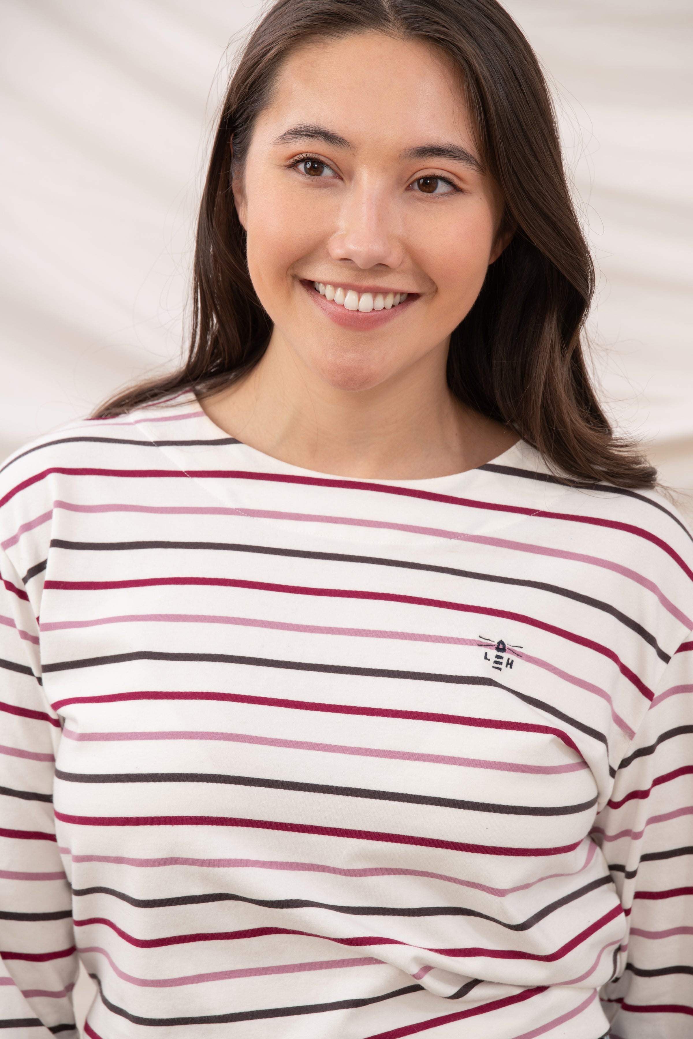 Lighthouse - Ladies Causeway II Top - Cranberry/Pink Stripe - Wildvine Clothing, Spalding, Lincolnshire