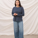 Lighthouse - Ladies Causeway II Top - Navy Cream/Sage Stripe - Wildvine Clothing, Spalding, Lincolnshire