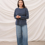 Lighthouse - Ladies Causeway II Top - Navy Cream/Sage Stripe - Wildvine Clothing, Spalding, Lincolnshire