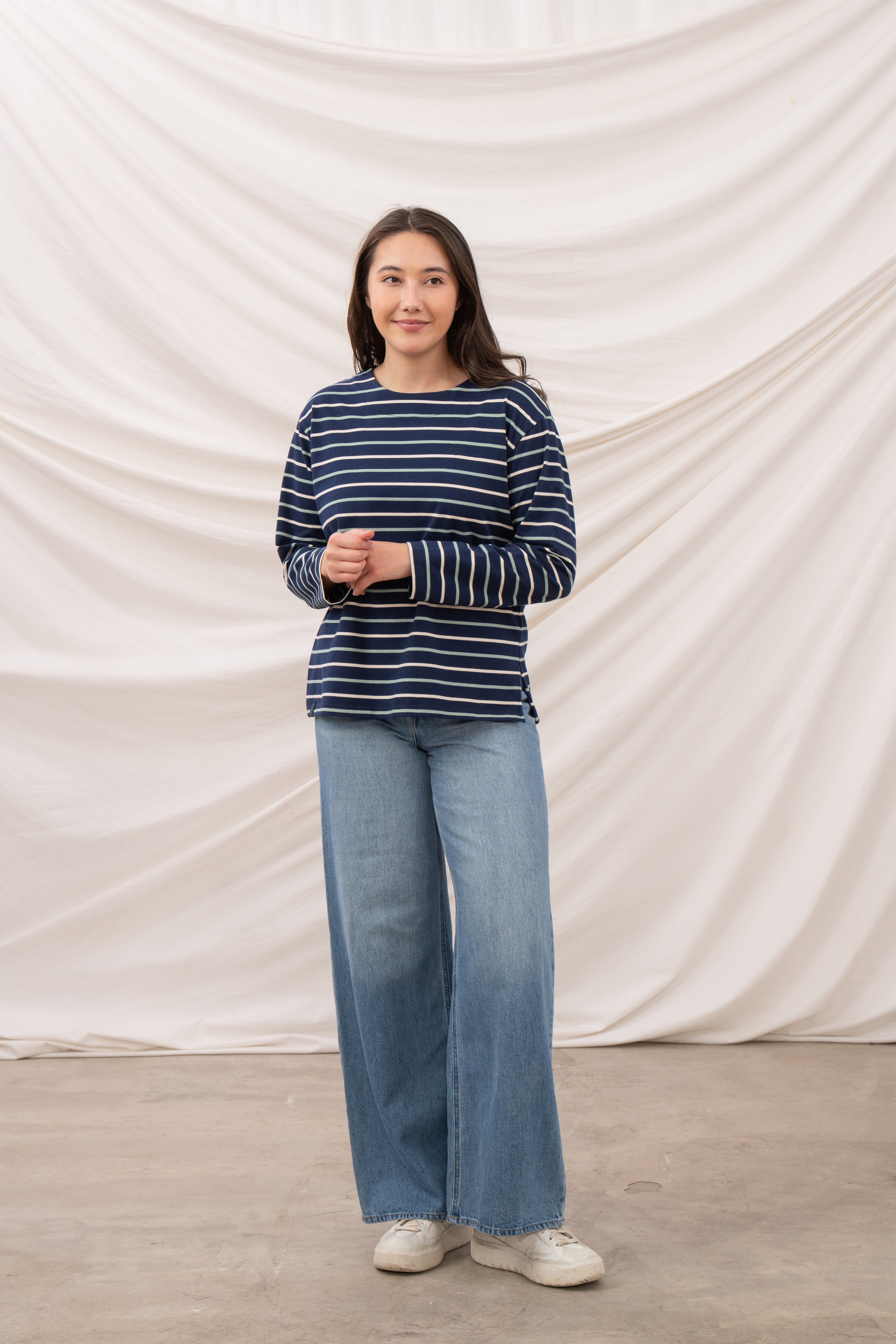 Lighthouse - Ladies Causeway II Top - Navy Cream/Sage Stripe - Wildvine Clothing, Spalding, Lincolnshire