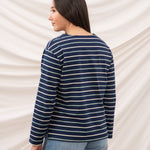 Lighthouse - Ladies Causeway II Top - Navy Cream/Sage Stripe - Wildvine Clothing, Spalding, Lincolnshire