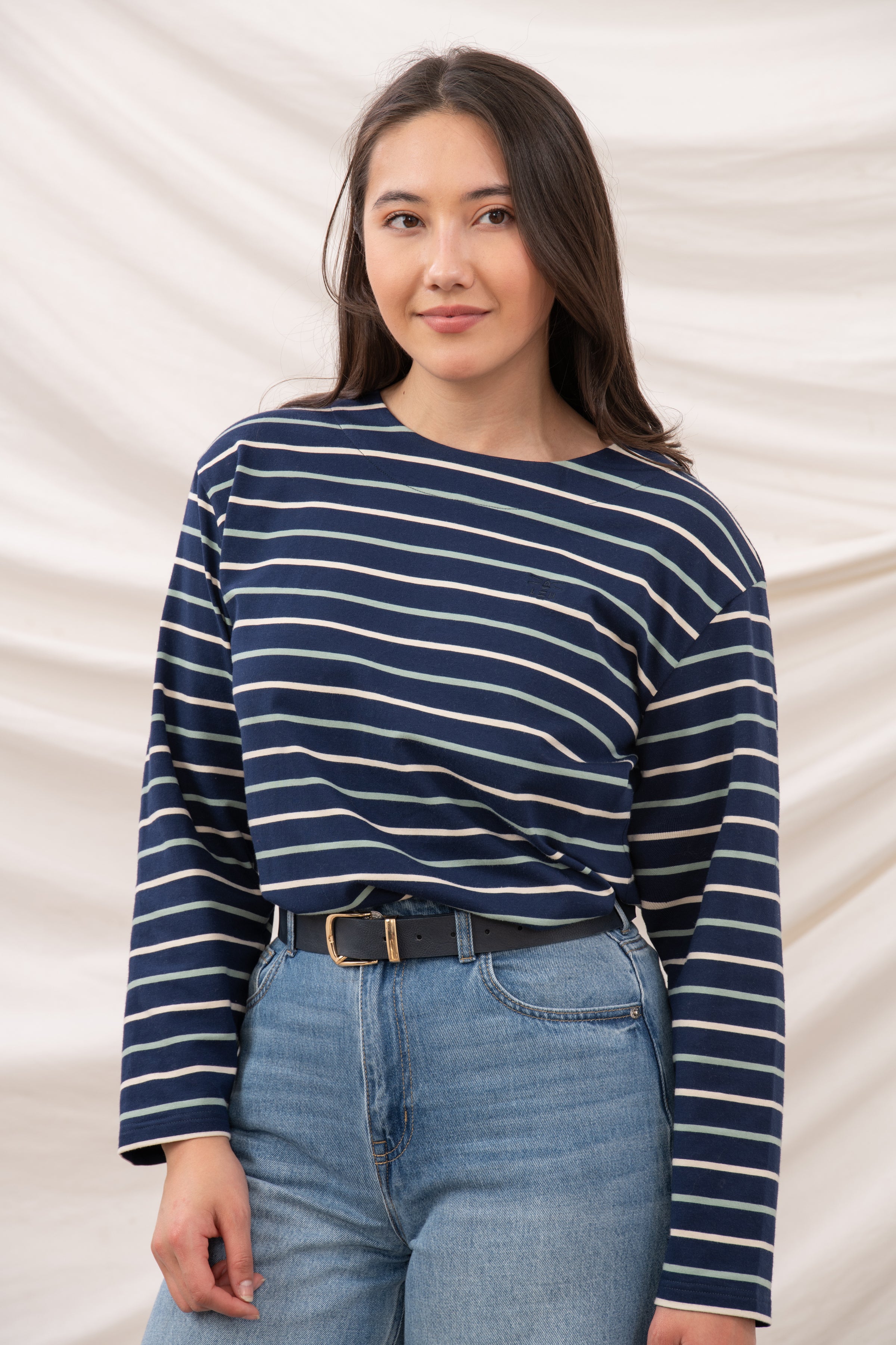 Lighthouse - Ladies Causeway II Top - Navy Cream/Sage Stripe - Wildvine Clothing, Spalding, Lincolnshire