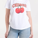 QED - Ladies - 'Cherries' Embellished Print T-Shirt - Wildvine Clothing, Spalding, Lincolnshire