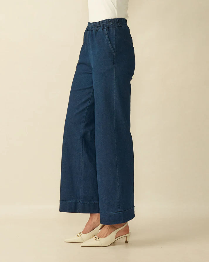 D.E.C.K By Decollage - Ladies Wide Leg Trousers - Denim - Wildvine Clothing, Spalding, Lincolnshire