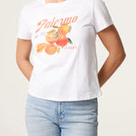 QED - Ladies - "Palermo Orange" Embellished Print T-Shirt - Wildvine Clothing, Spalding, Lincolnshire