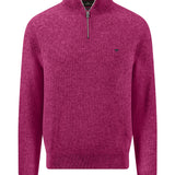 Fynch-Hatton - Mens - Ribbed Knitted Sweater - Troyer-Zip - Grape - 1608234 416 - Wildvine Clothing, Spalding, Lincolnshire