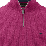 Fynch-Hatton - Mens - Ribbed Knitted Sweater - Troyer-Zip - Grape - 1608234 416 - Wildvine Clothing, Spalding, Lincolnshire