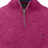 Fynch-Hatton - Mens - Ribbed Knitted Sweater - Troyer-Zip - Grape - 1608234 416 - Wildvine Clothing, Spalding, Lincolnshire