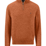 Fynch-Hatton - Mens - Ribbed Knitted Sweater - Troyer-Zip - Sienna - 1608234 818 - Wildvine Clothing, Spalding, Lincolnshire
