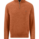 Fynch-Hatton - Mens - Ribbed Knitted Sweater - Troyer-Zip - Sienna - 1608234 818 - Wildvine Clothing, Spalding, Lincolnshire