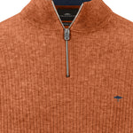 Fynch-Hatton - Mens - Ribbed Knitted Sweater - Troyer-Zip - Sienna - 1608234 818 - Wildvine Clothing, Spalding, Lincolnshire