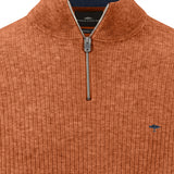 Fynch-Hatton - Mens - Ribbed Knitted Sweater - Troyer-Zip - Sienna - 1608234 818 - Wildvine Clothing, Spalding, Lincolnshire