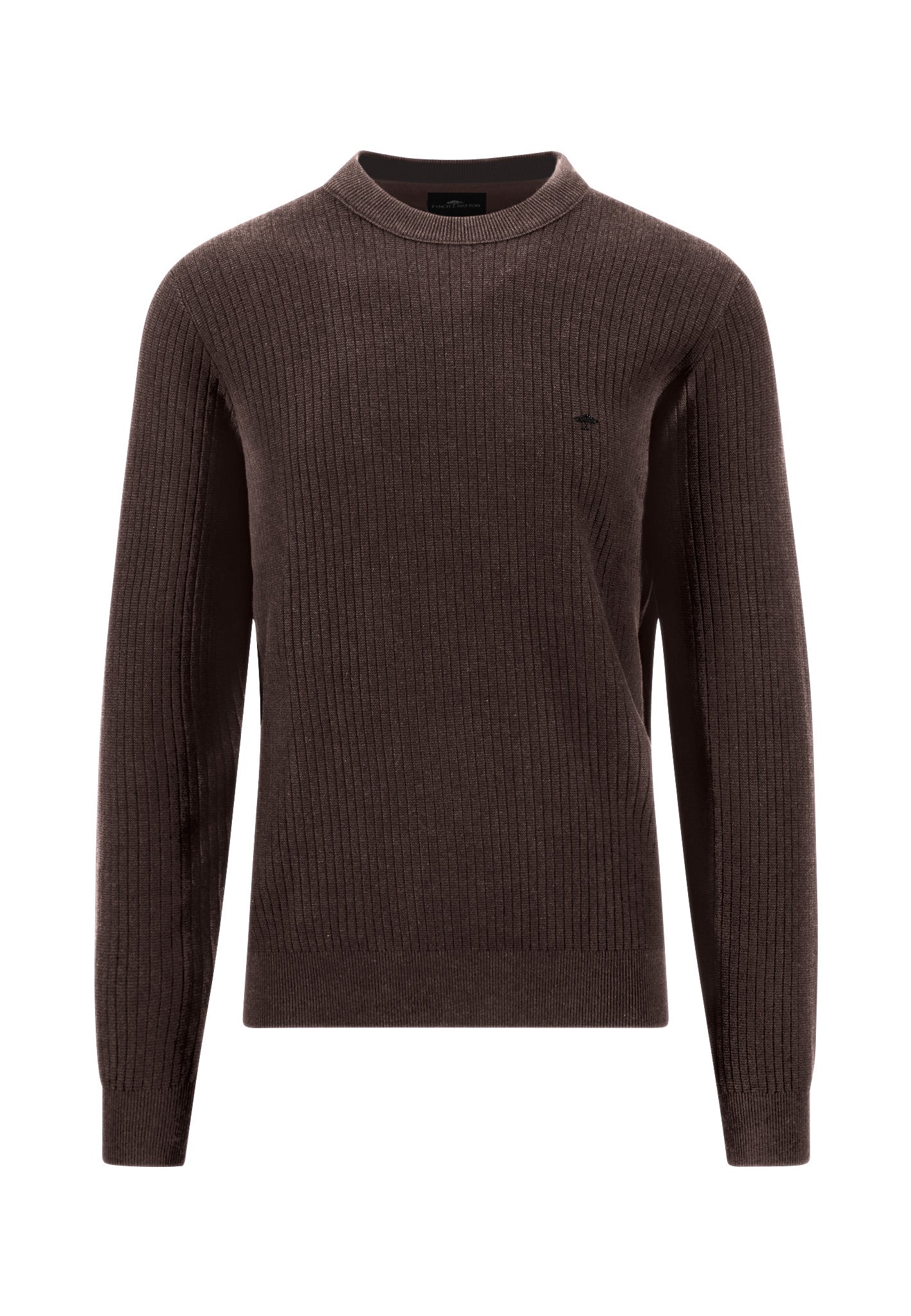 Fynch-Hatton - Mens - Ribbed Knitted Sweater - O-Neck - Soil - 1608233 866 - Wildvine Clothing, Spalding, Lincolnshire