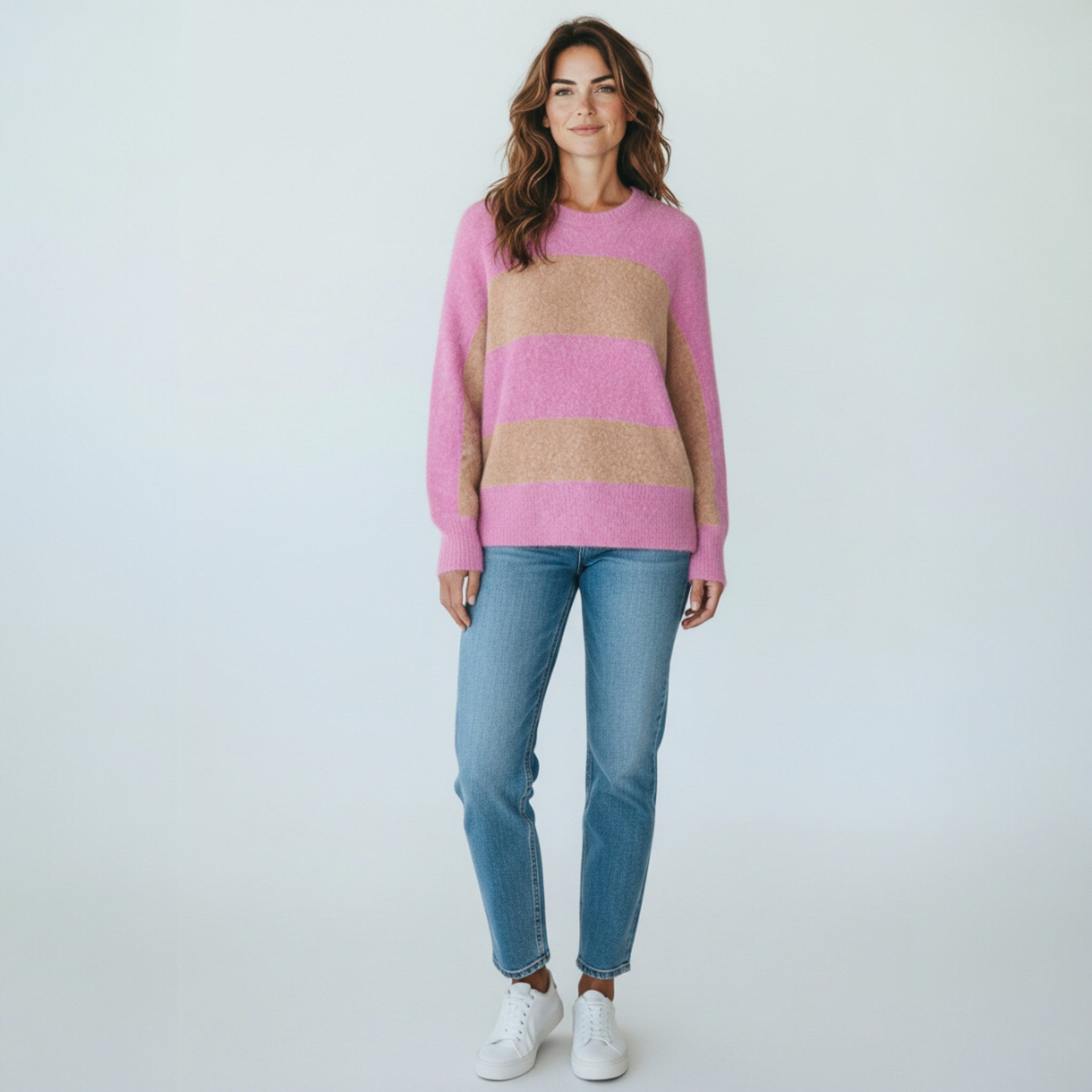 Fynch-Hatton - Ladies Knitwear - Stripe - Mauve Rose 455 - Wildvine Clothing, Spalding, Lincolnshire