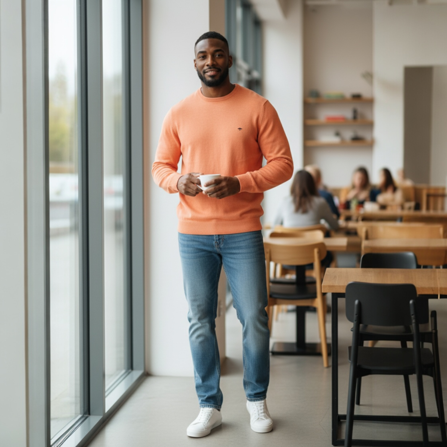 Fynch-Hatton - Mens Knitwear - O-Neck, Superfine - Peach - Wildvine Clothing, Spalding, Lincolnshire