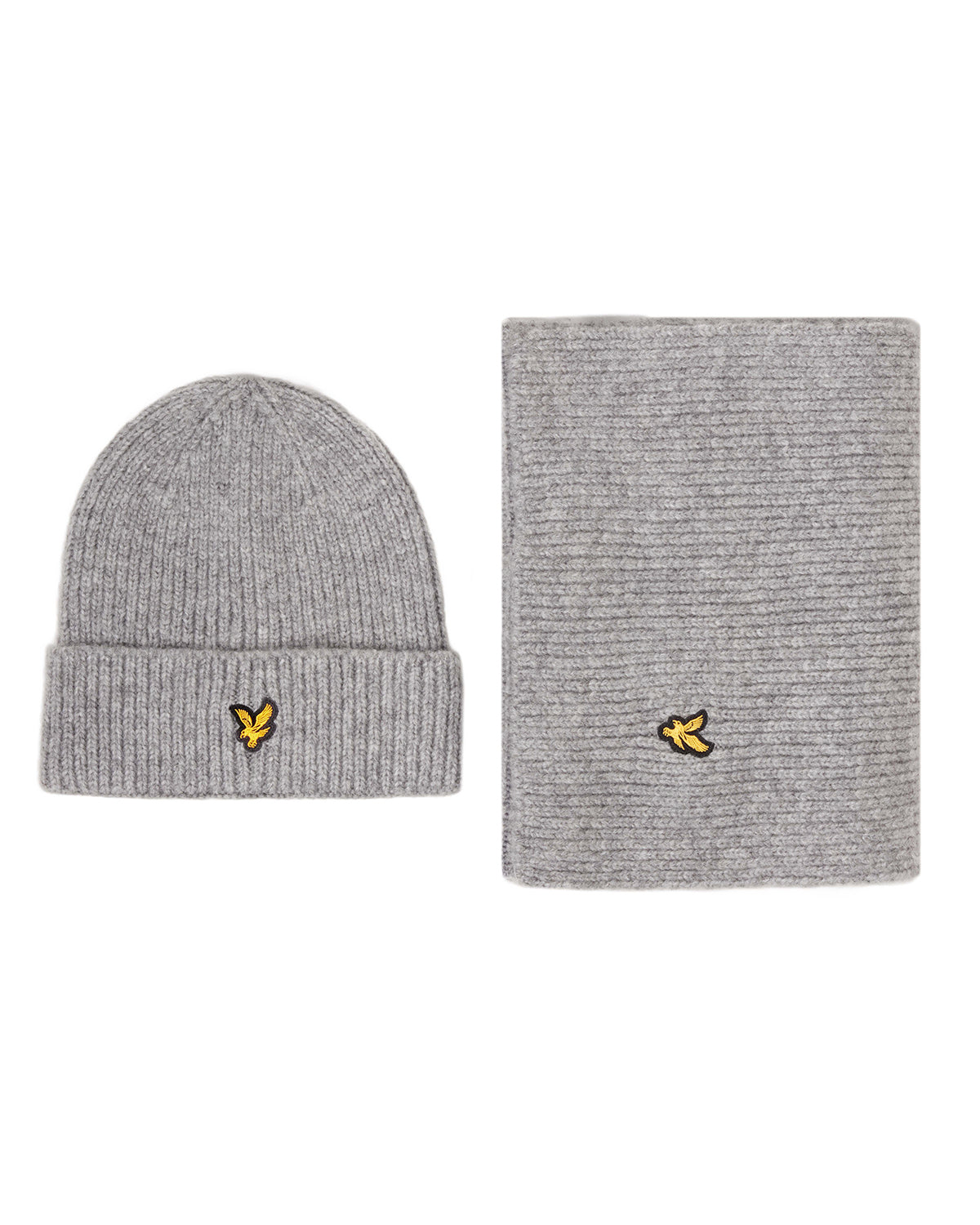 Lyle & Scott - Mens Brushed Scarf and Beanie Set - Light Grey Marl - D24 - Wildvine Clothing, Spalding, Lincolnshire