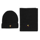 Lyle & Scott - Mens Brushed Scarf and Beanie Set - Jet Black - Z865 - Wildvine Clothing, Spalding, Lincolnshire