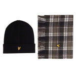 Lyle & Scott - Mens Lambswool Blend Scarf and Beanie Set - Blue Night Y050 - Wildvine Clothing, Spalding, Lincolnshire