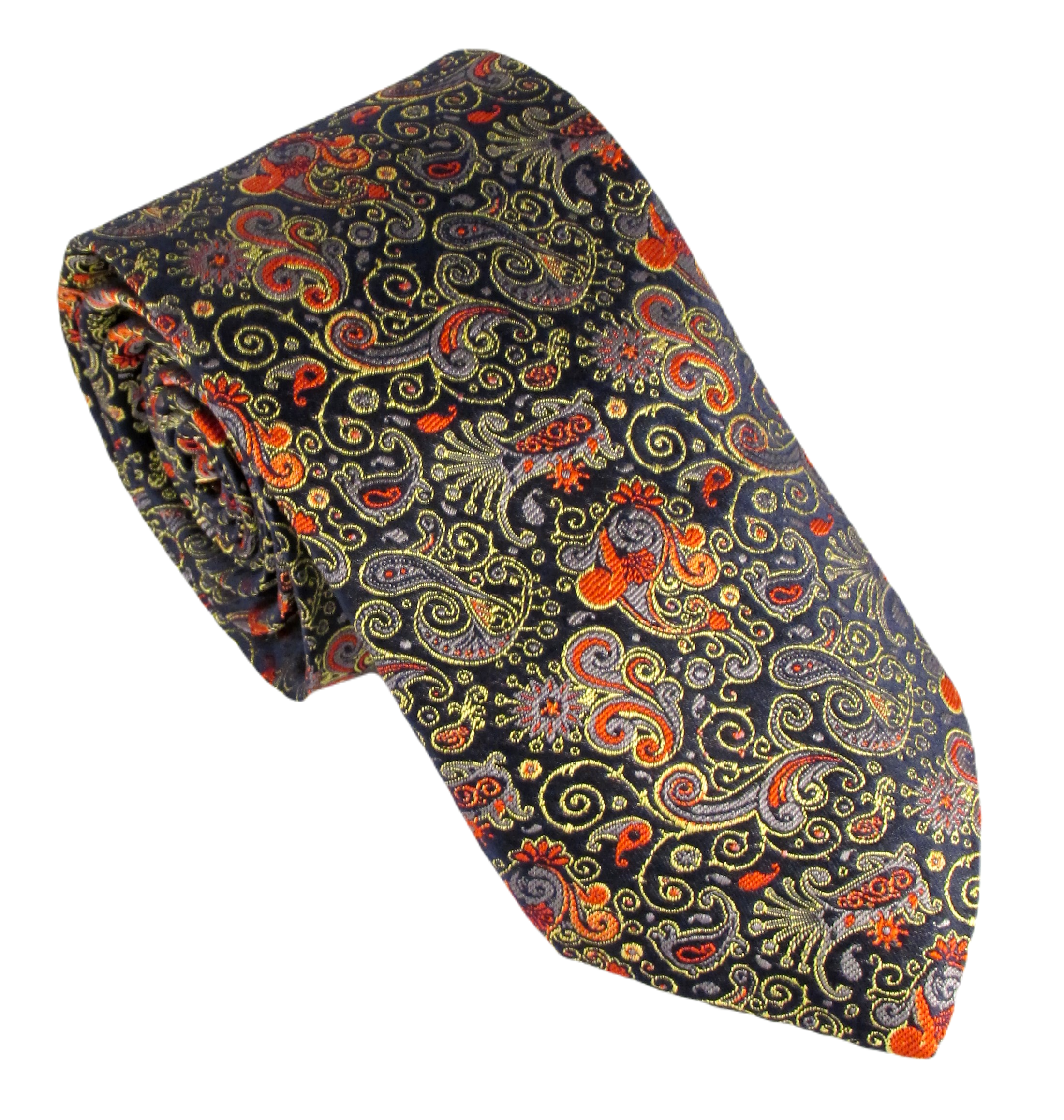 Van Buck - Mens - Orange & Gold Paisley Red Label Silk Tie - Wildvine Clothing, Spalding, Lincolnshire