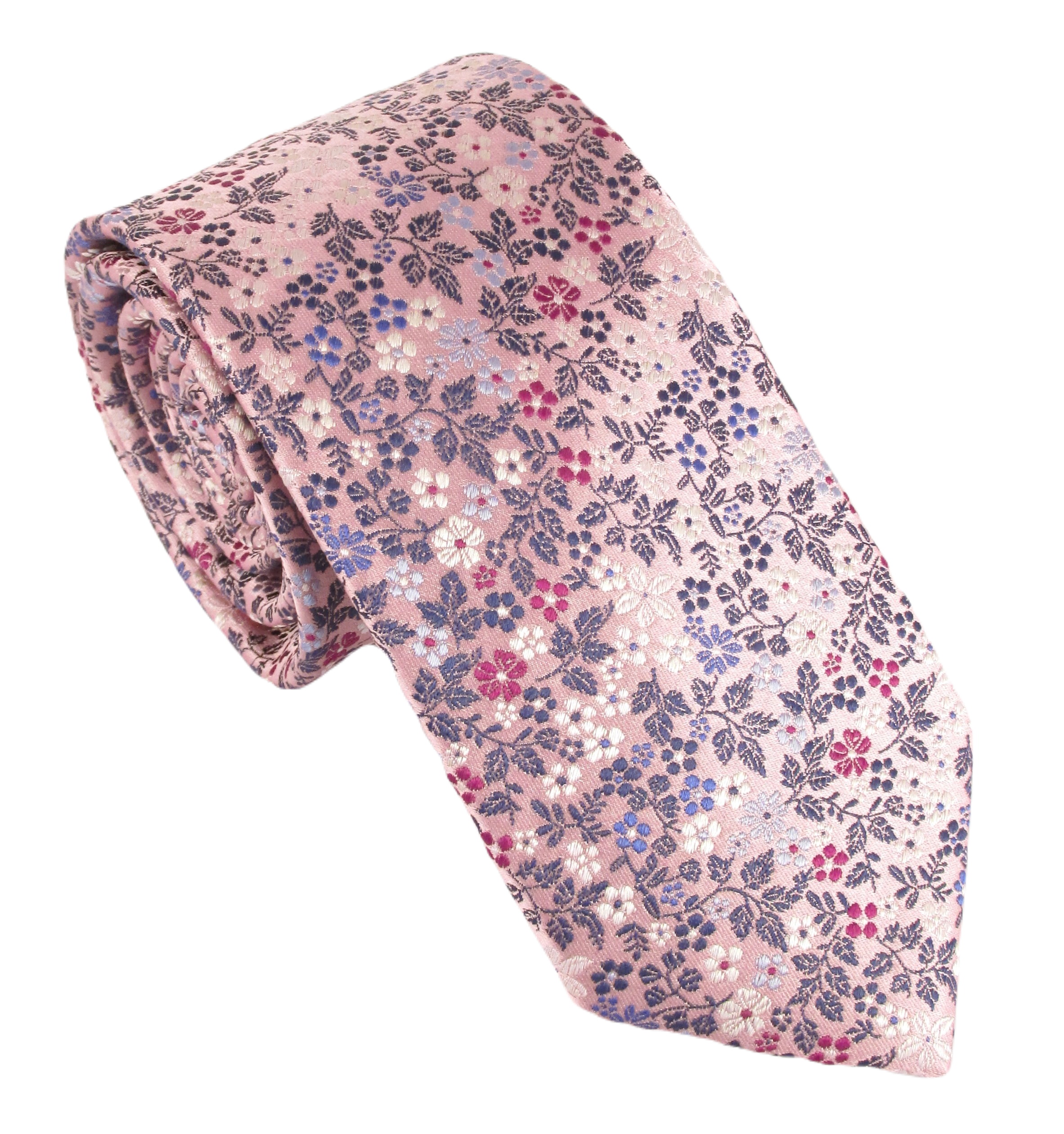 Van Buck - Mens - Pink Neat Small Flowers Red Label Silk Tie - Wildvine Clothing, Spalding, Lincolnshire