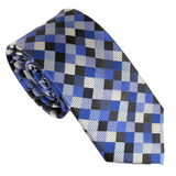 Van Buck - Mens - Navy & Sky Blue Square Red Label Silk Tie - Wildvine Clothing, Spalding, Lincolnshire