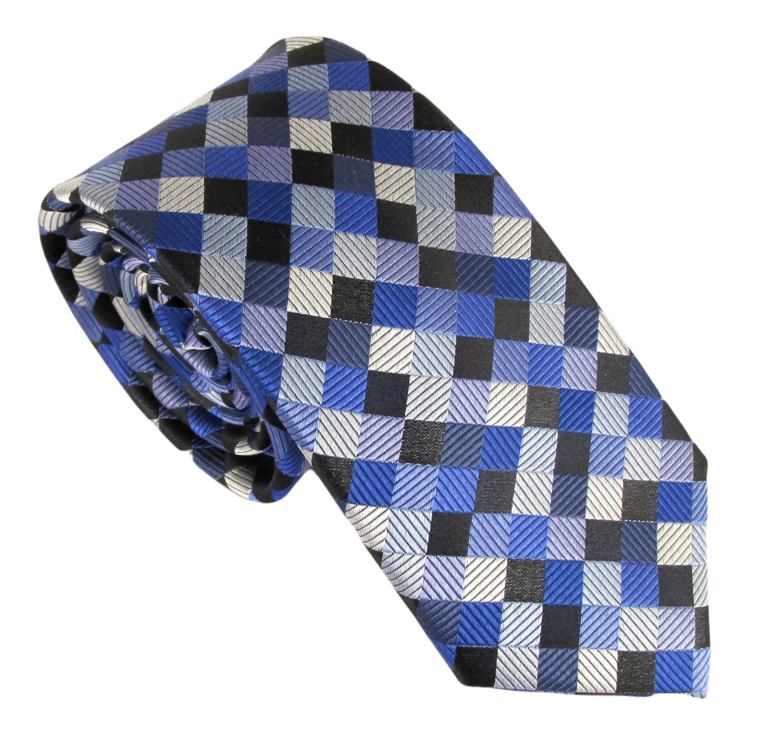 Van Buck - Mens - Navy & Sky Blue Square Red Label Silk Tie - Wildvine Clothing, Spalding, Lincolnshire