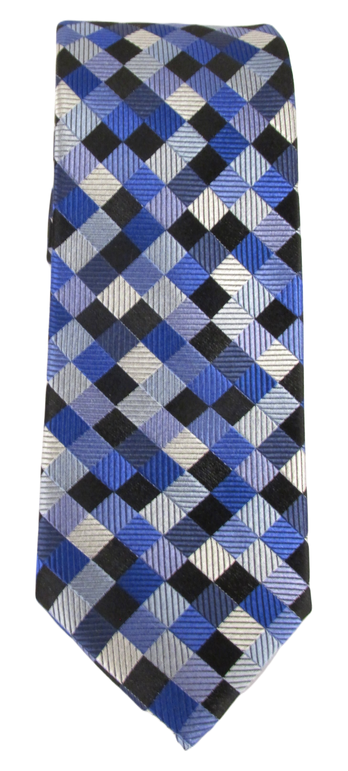 Van Buck - Mens - Navy & Sky Blue Square Red Label Silk Tie - Wildvine Clothing, Spalding, Lincolnshire