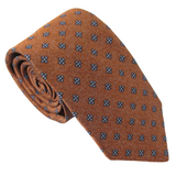 Van Buck - Mens - Rust Neat Medallion Flower Textured Red Label Silk Tie - Wildvine Clothing, Spalding, Lincolnshire