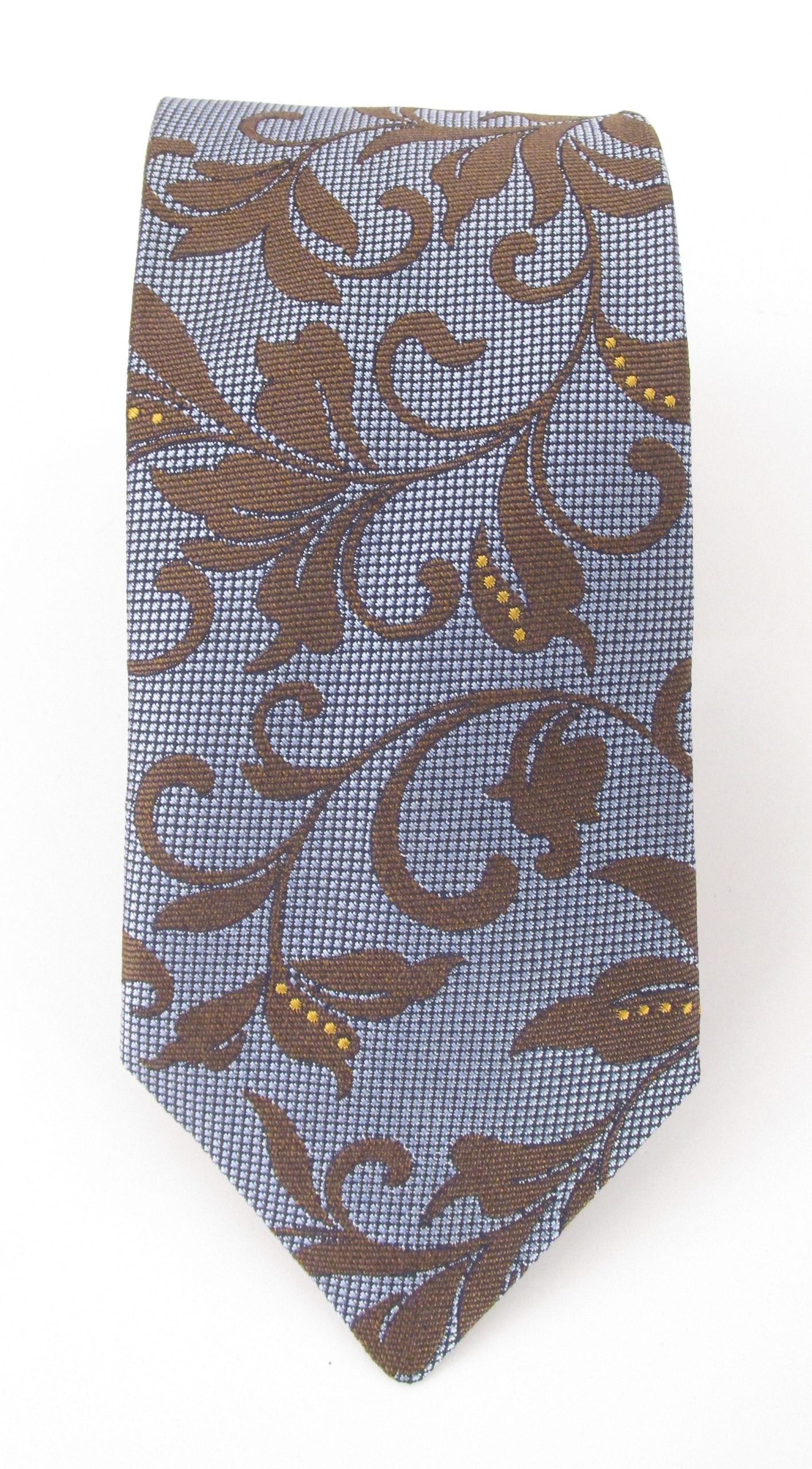 Van Buck - Mens - Sky Blue Brown Vine Textured Red Label Silk Tie - Wildvine Clothing, Spalding, Lincolnshire