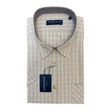 Gurteen - Mens - Seville - Modern Fit / Short Sleeved - Oatmeal Check 805