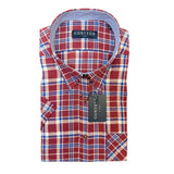 Gurteen - Mens - Seville - Modern Fit / Short Sleeved - Wine Check 852