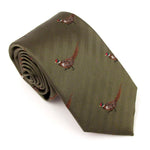 Van Buck - Mens - Green Running Pheasant Country Silk Tie - Wildvine Clothing, Spalding, Lincolnshire
