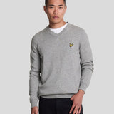 Lyle & Scott - Mens Cotton Merino V Neck Jumper - Mid Grey Marl T28 - Wildvine Clothing, Spalding, Lincolnshire