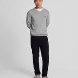 Lyle & Scott - Mens Cotton Merino V Neck Jumper - Mid Grey Marl T28 - Wildvine Clothing, Spalding, Lincolnshire