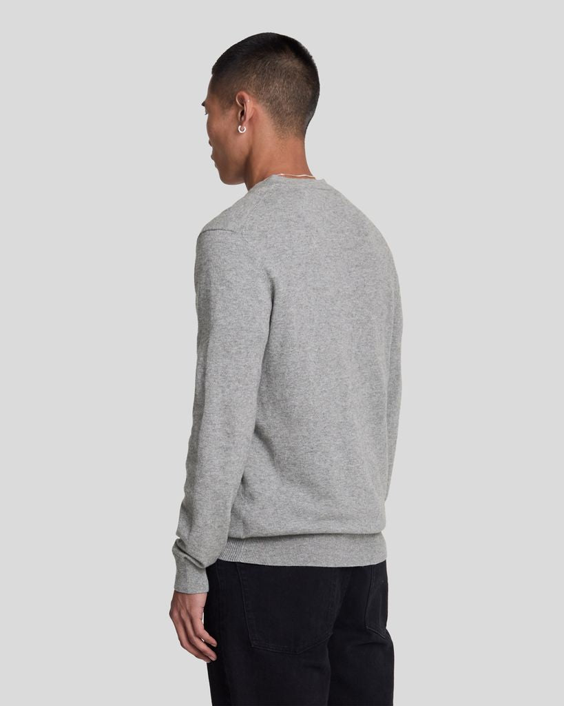 Lyle & Scott - Mens Cotton Merino V Neck Jumper - Mid Grey Marl T28 - Wildvine Clothing, Spalding, Lincolnshire