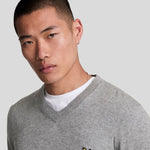 Lyle & Scott - Mens Cotton Merino V Neck Jumper - Mid Grey Marl T28 - Wildvine Clothing, Spalding, Lincolnshire