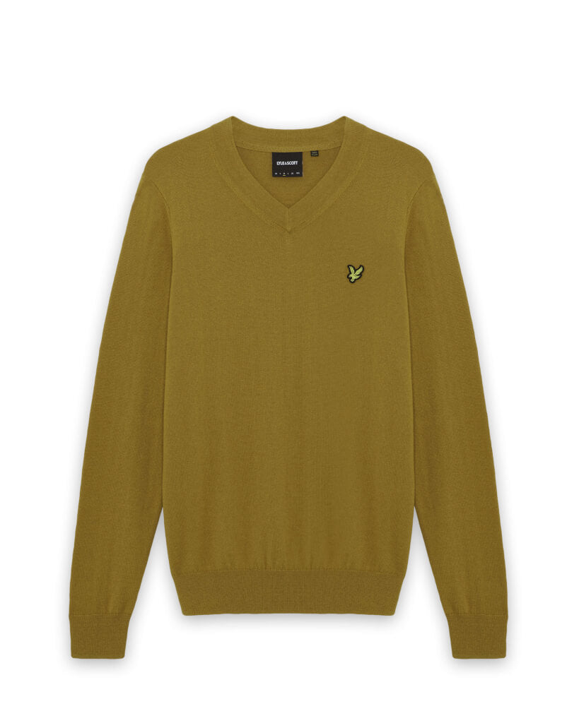 Lyle & Scott - Mens Cotton Merino V Neck Jumper - Bronze - KN2111VC Y308 - Wildvine Clothing, Spalding, Lincolnshire