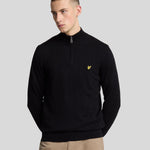 Lyle & Scott - Mens Cotton Merino Quarter Zip Jumper - Jet Black Z865 - Wildvine Clothing, Spalding, Lincolnshire