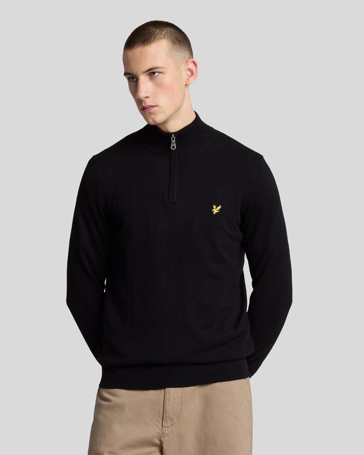 Lyle & Scott - Mens Cotton Merino Quarter Zip Jumper - Jet Black Z865 - Wildvine Clothing, Spalding, Lincolnshire