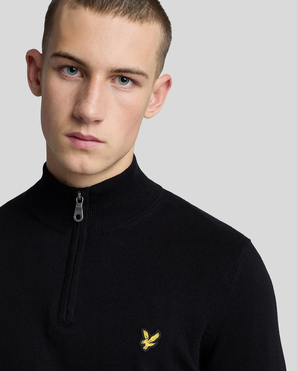 Lyle & Scott - Mens Cotton Merino Quarter Zip Jumper - Jet Black Z865 - Wildvine Clothing, Spalding, Lincolnshire