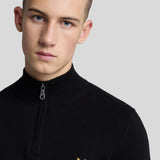 Lyle & Scott - Mens Cotton Merino Quarter Zip Jumper - Jet Black Z865 - Wildvine Clothing, Spalding, Lincolnshire