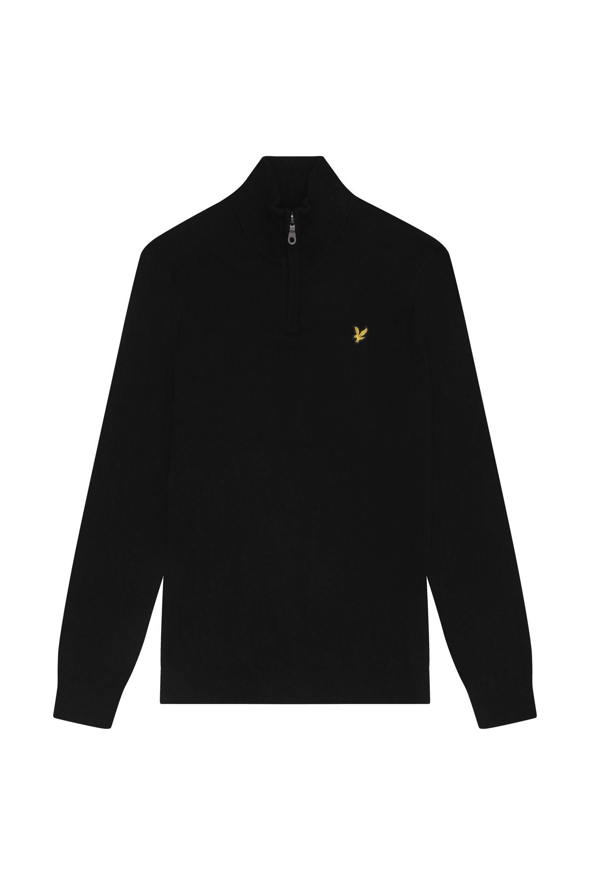Lyle & Scott - Mens Cotton Merino Quarter Zip Jumper - Jet Black Z865 - Wildvine Clothing, Spalding, Lincolnshire