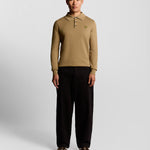 Lyle & Scott - Mens Cotton Merino Long Sleeve Knitted Polo - Tigers Eye X851 - Wildvine Clothing, Spalding, Lincolnshire