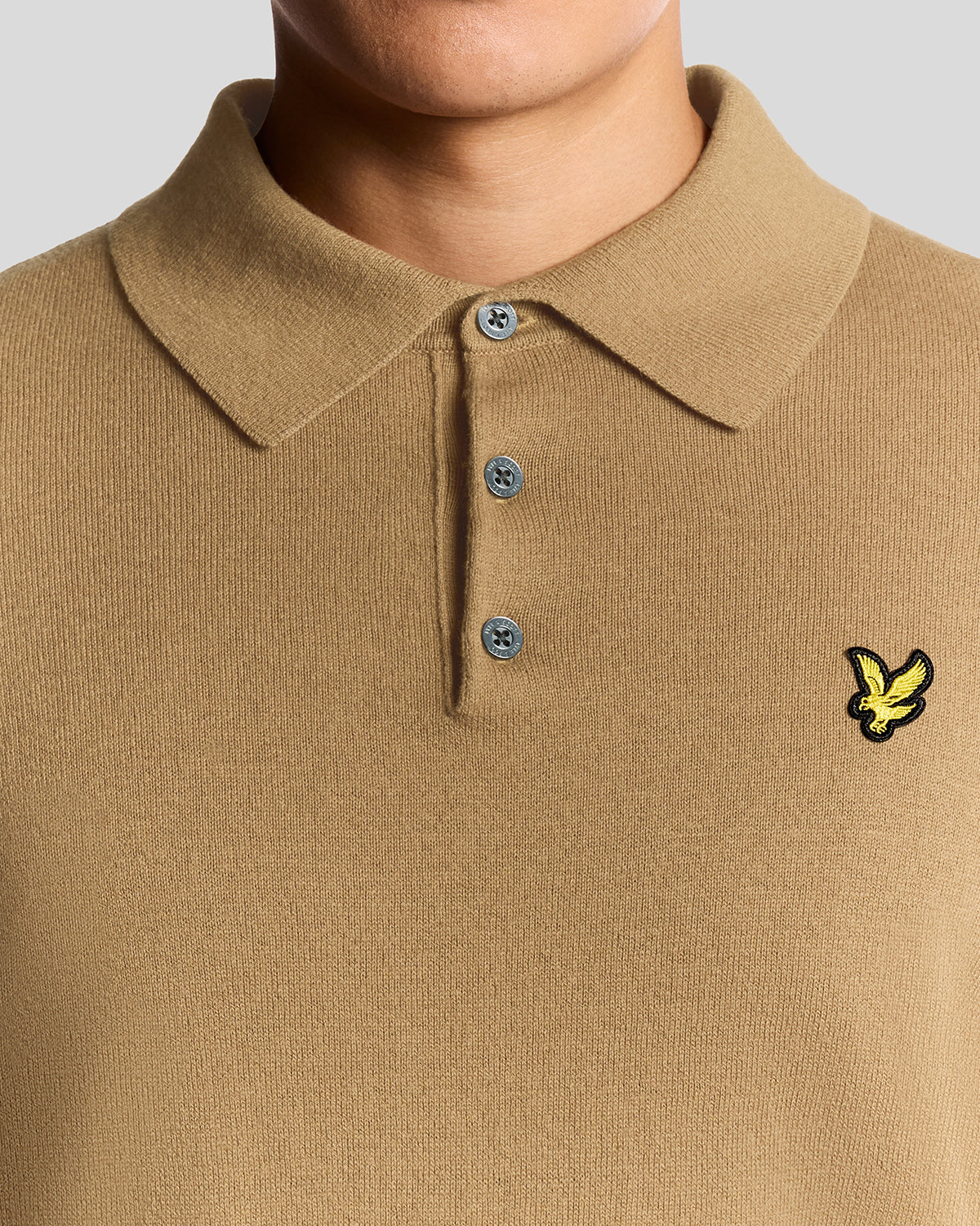 Lyle & Scott - Mens Cotton Merino Long Sleeve Knitted Polo - Tigers Eye X851 - Wildvine Clothing, Spalding, Lincolnshire