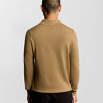 Lyle & Scott - Mens Cotton Merino Long Sleeve Knitted Polo - Tigers Eye X851 - Wildvine Clothing, Spalding, Lincolnshire
