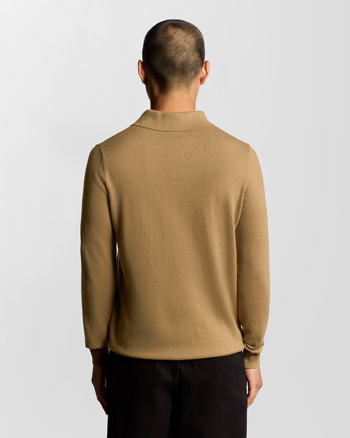 Lyle & Scott - Mens Cotton Merino Long Sleeve Knitted Polo - Tigers Eye X851 - Wildvine Clothing, Spalding, Lincolnshire