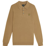 Lyle & Scott - Mens Cotton Merino Long Sleeve Knitted Polo - Tigers Eye X851 - Wildvine Clothing, Spalding, Lincolnshire