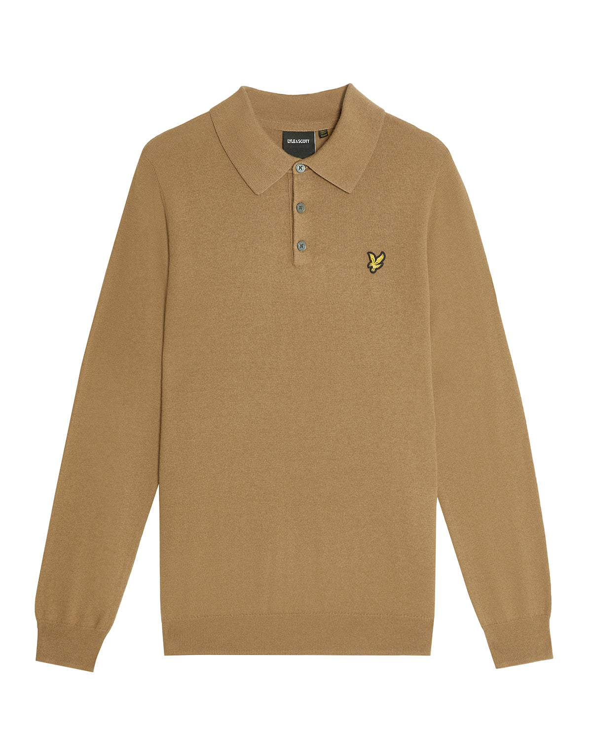 Lyle & Scott - Mens Cotton Merino Long Sleeve Knitted Polo - Tigers Eye X851 - Wildvine Clothing, Spalding, Lincolnshire