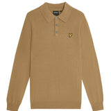 Lyle & Scott - Mens Cotton Merino Long Sleeve Knitted Polo - Tigers Eye X851 - Wildvine Clothing, Spalding, Lincolnshire